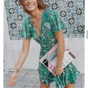 Spell & The Gypsy Collective Winona Mini Dress Size Small Green Floral